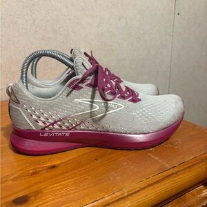 Brooks Levitate Athletic Shoes in Gray and Burgundy